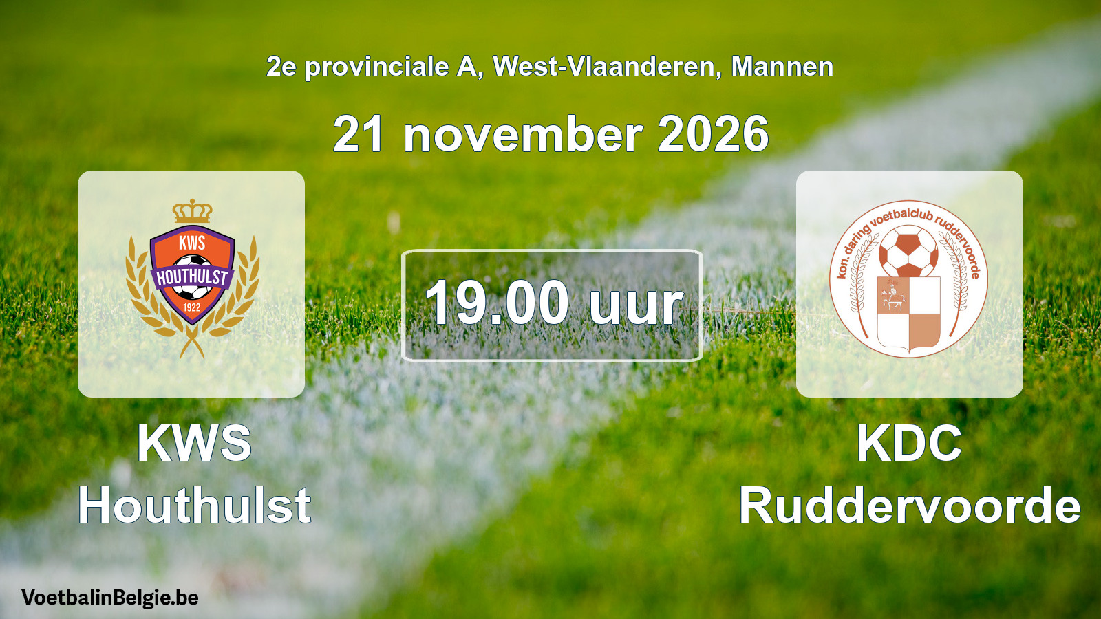 Match prévu football hommes: KWS Houthulst - KDC Ruddervoorde (21 novembre 2026)