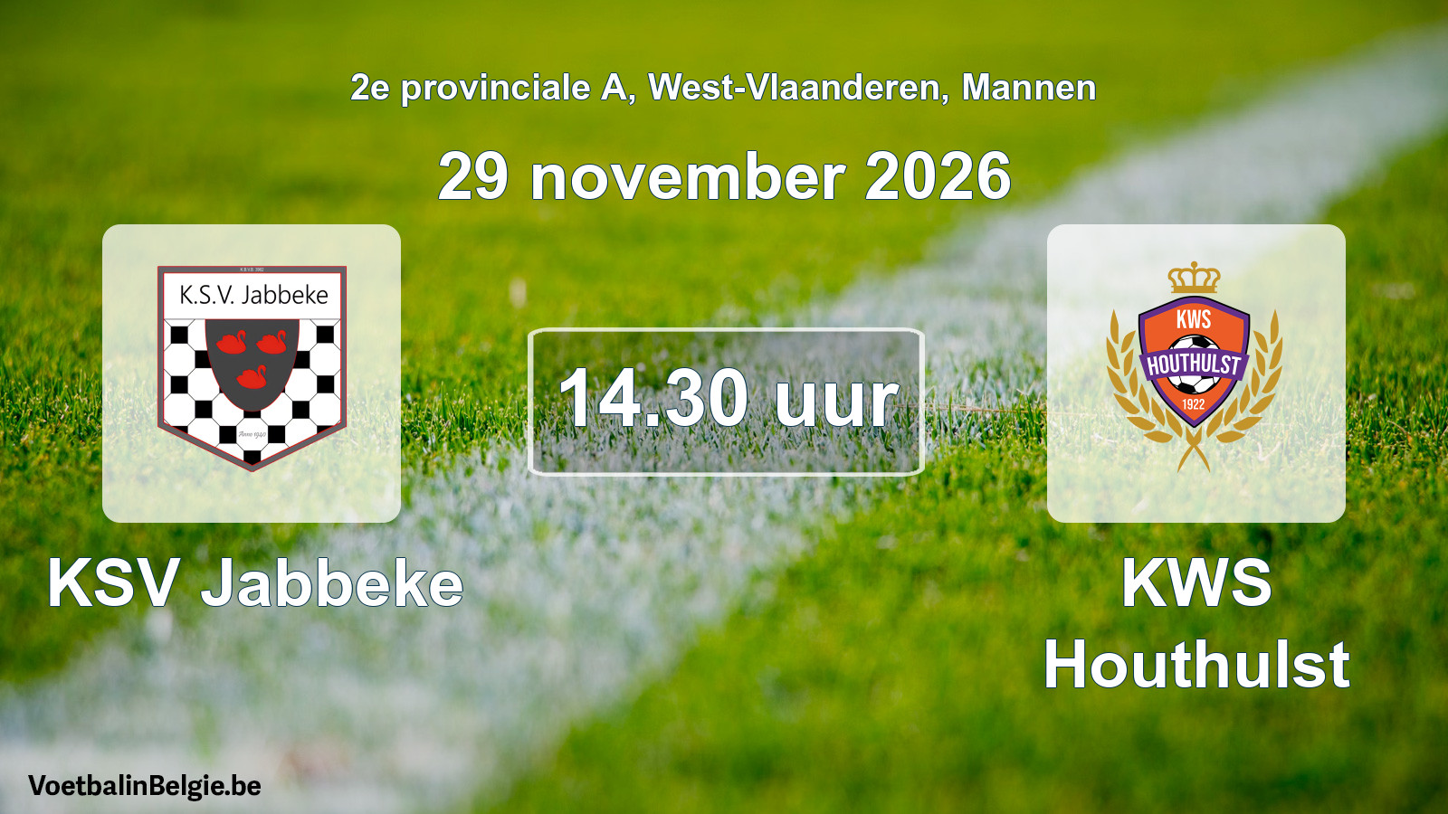 Scheduled match men football: KSV Jabbeke - KWS Houthulst (29 November 2026)