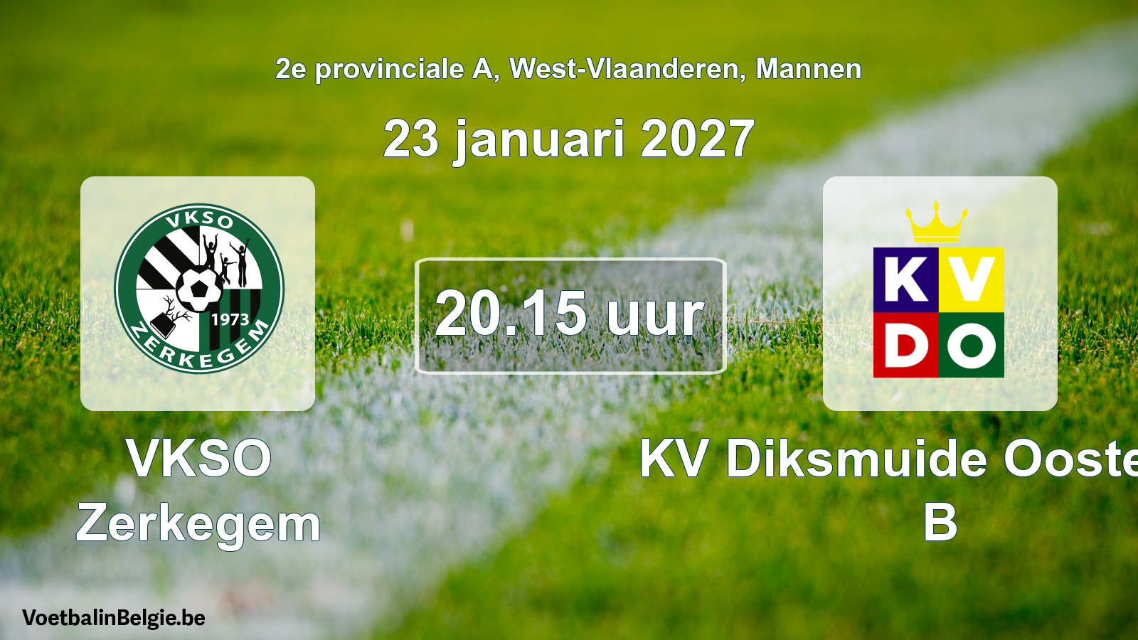 Geplande wedstrijd mannenvoetbal: VKSO Zerkegem - KV Diksmuide Oostende B (23 januari 2027)
