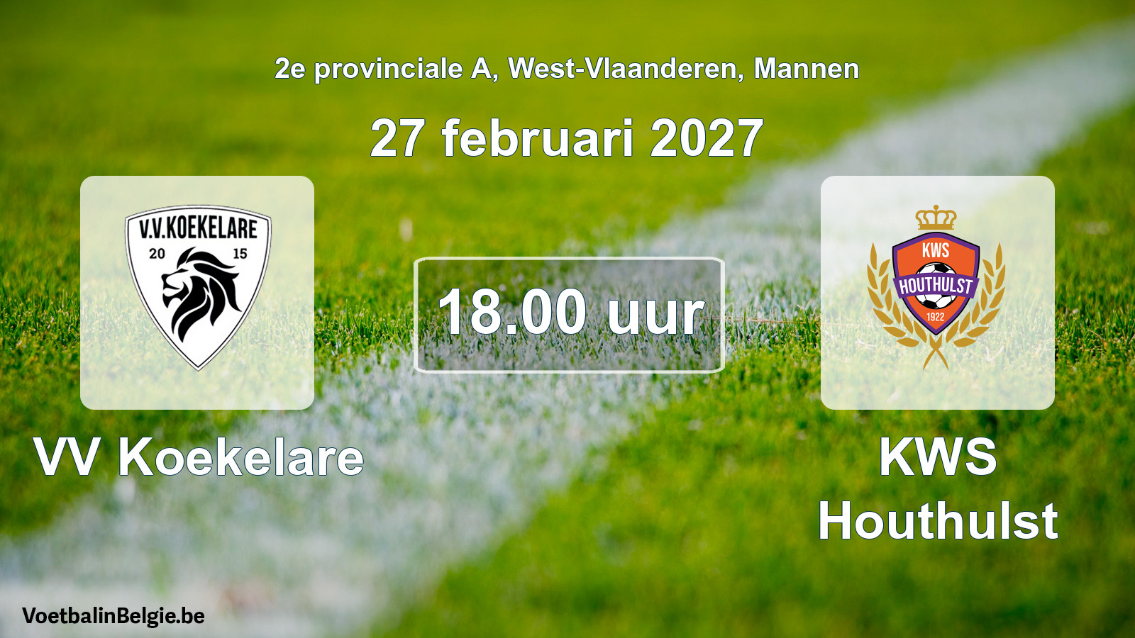 Match prévu football hommes: VV Koekelare - KWS Houthulst (27 février 2027)