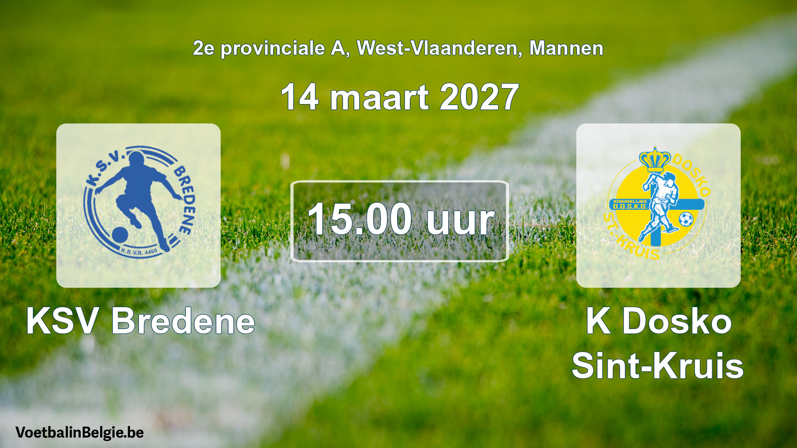 Geplande wedstrijd mannenvoetbal: KSV Bredene - K Dosko Sint-Kruis (14 maart 2027)