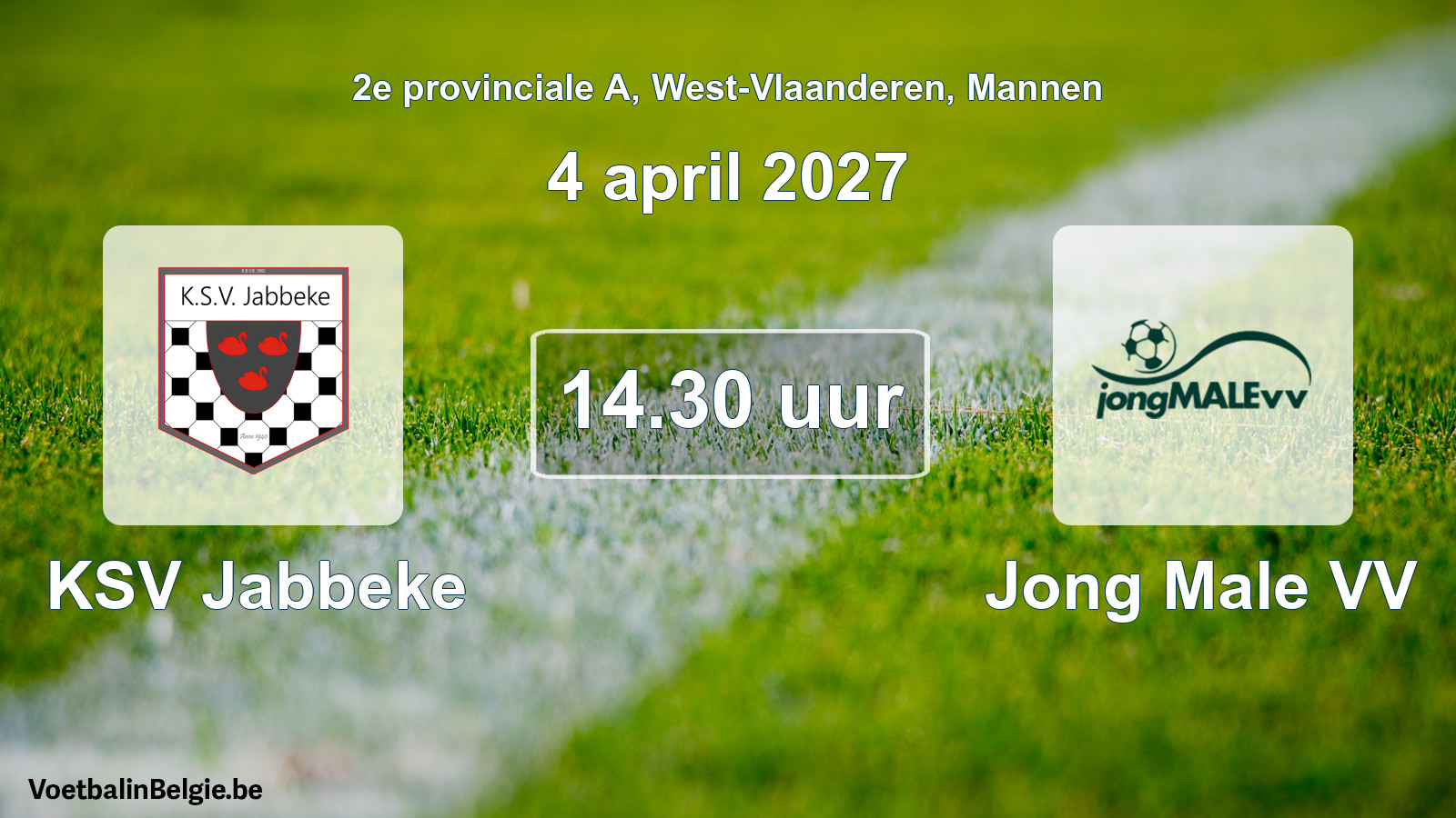 Match prévu football hommes: KSV Jabbeke - Jong Male VV (4 avril 2027)