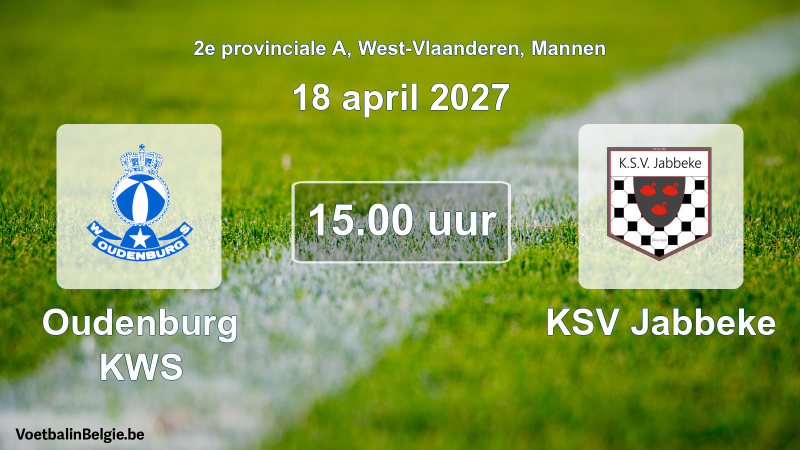 Match prévu football hommes: Oudenburg KWS - KSV Jabbeke (18 avril 2027)