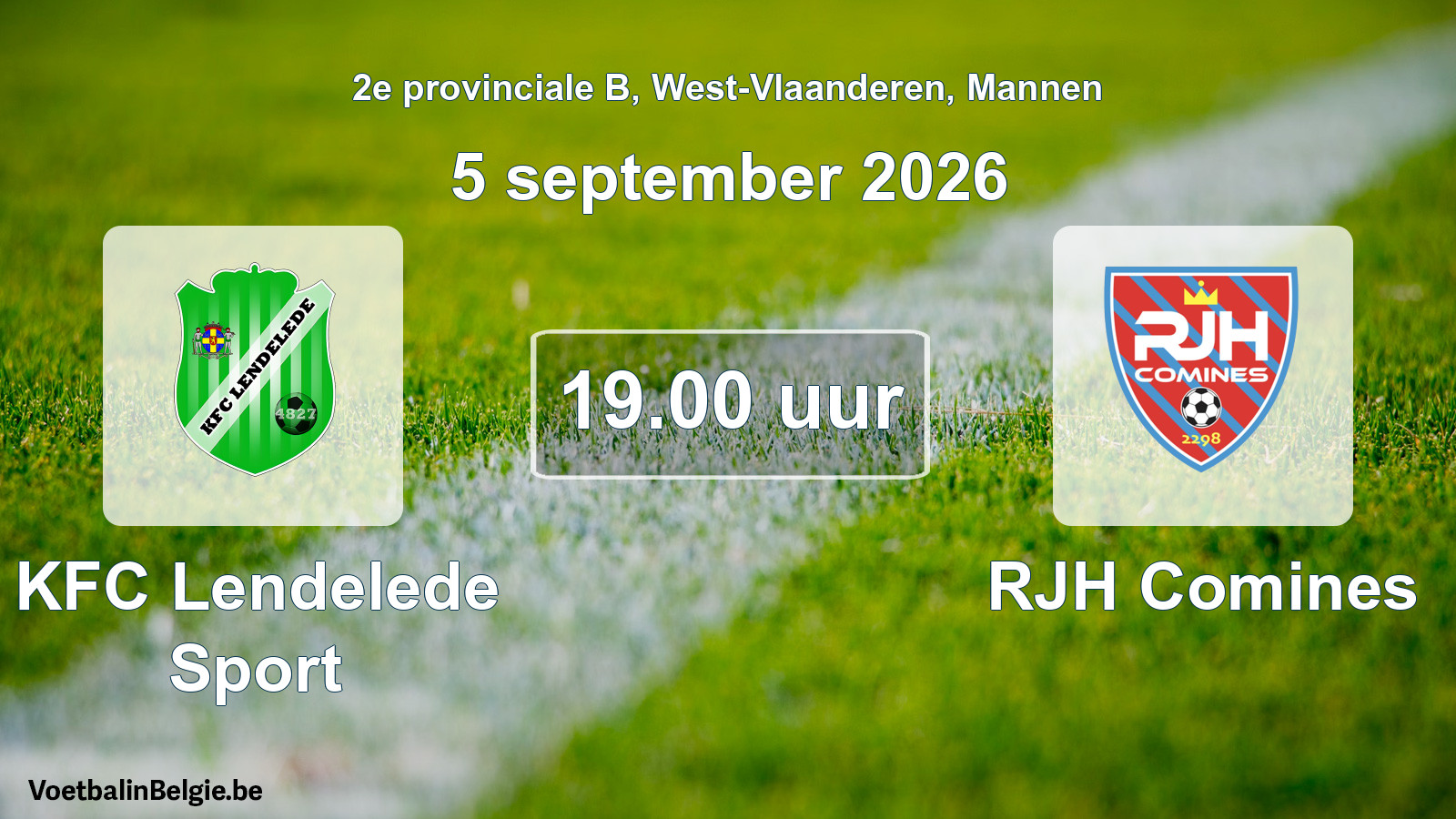 Geplantes Spiel männer-Fußball: KFC Lendelede Sport - RJH Comines (5 September 2026)