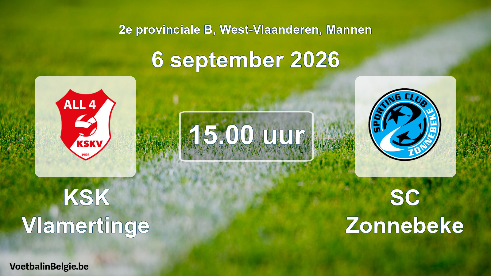 Geplande wedstrijd mannenvoetbal: KSK Vlamertinge - SC Zonnebeke (6 september 2026)