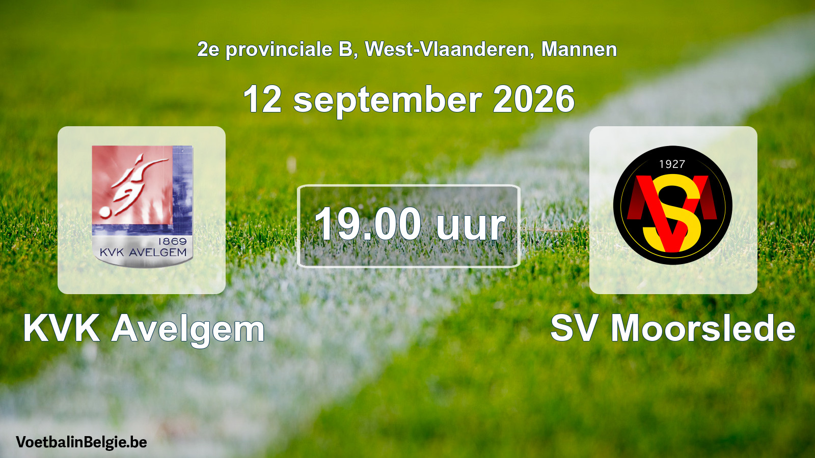 Scheduled match men football: KVK Avelgem - SV Moorslede (12 September 2026)