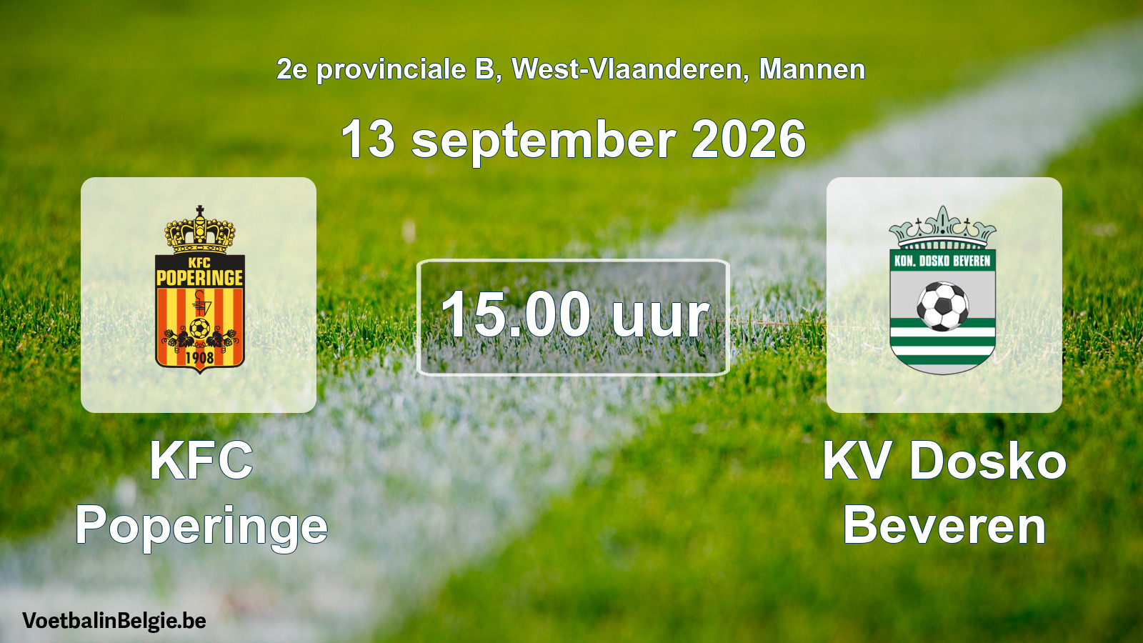 Geplande wedstrijd mannenvoetbal: KFC Poperinge - KV Dosko Beveren (13 september 2026)