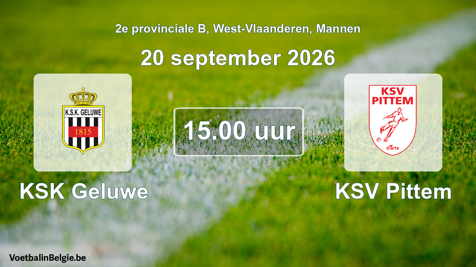 Geplantes Spiel männer-Fußball: KSK Geluwe - KSV Pittem (20 September 2026)