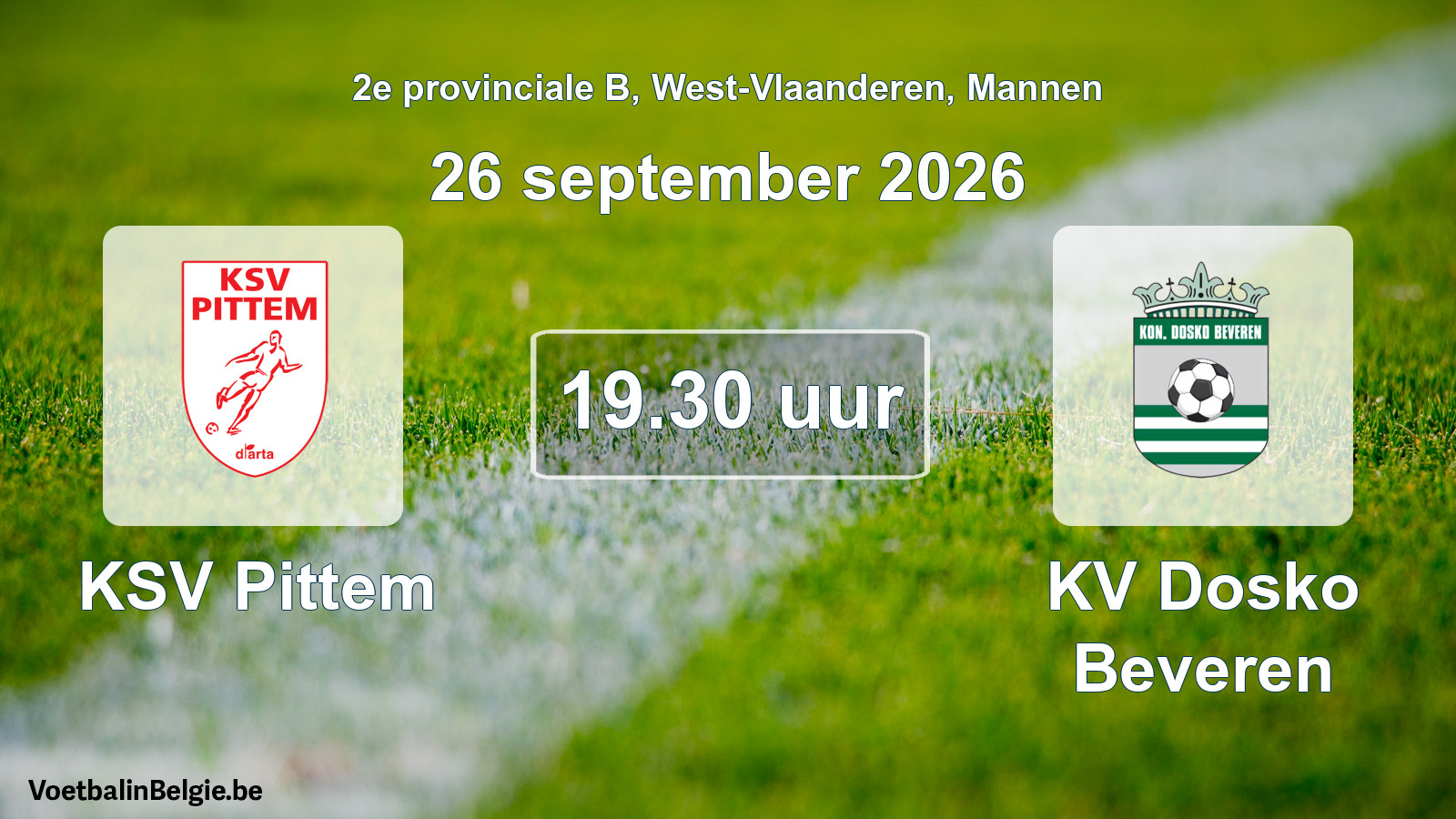 Geplantes Spiel männer-Fußball: KSV Pittem - KV Dosko Beveren (26 September 2026)