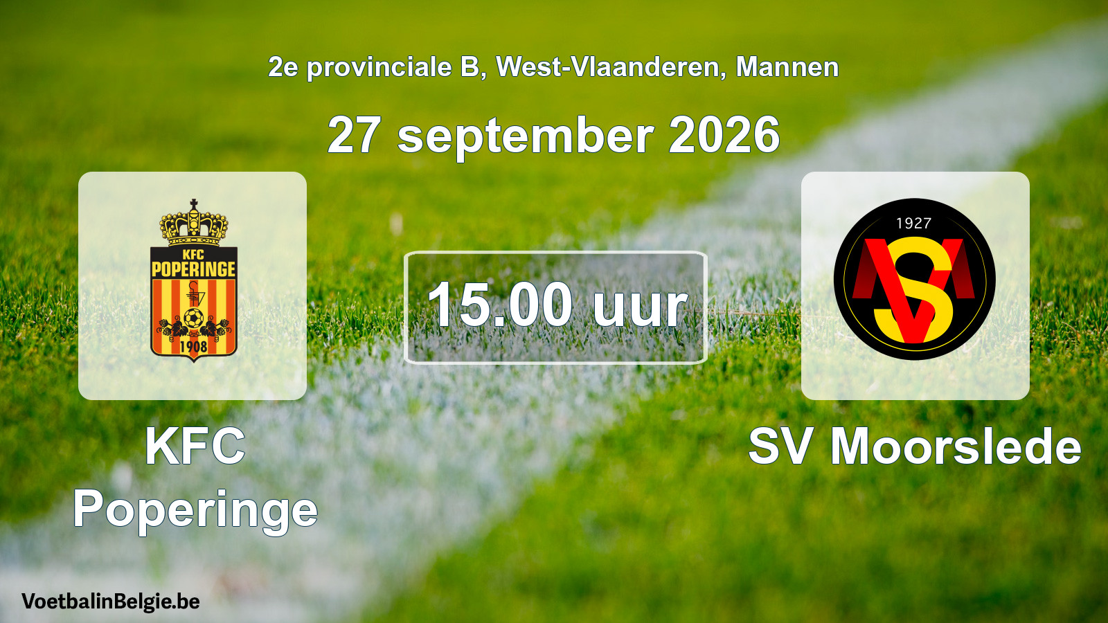 Geplantes Spiel männer-Fußball: KFC Poperinge - SV Moorslede (27 September 2026)