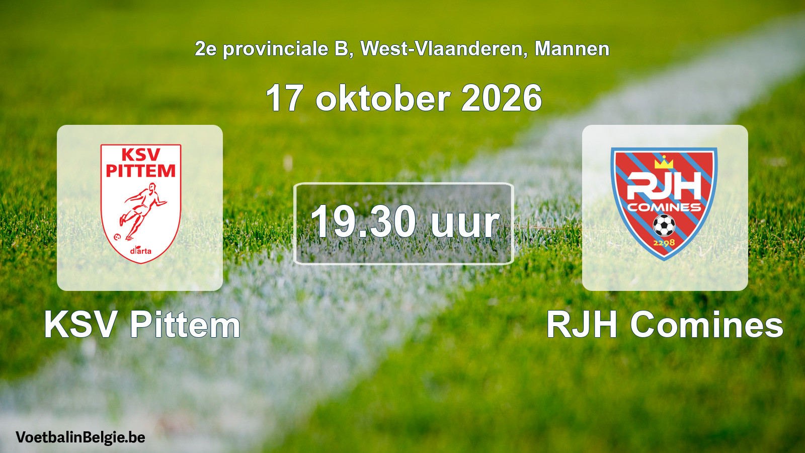 Geplande wedstrijd mannenvoetbal: KSV Pittem - RJH Comines (17 oktober 2026)