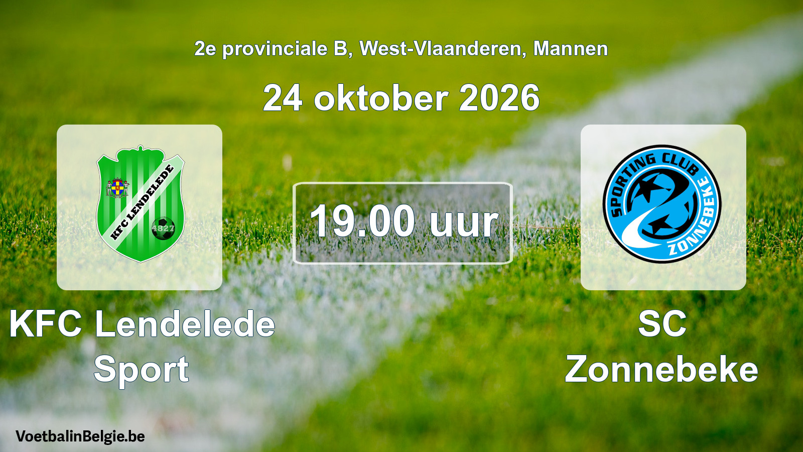 Scheduled match men football: KFC Lendelede Sport - SC Zonnebeke (24 October 2026)