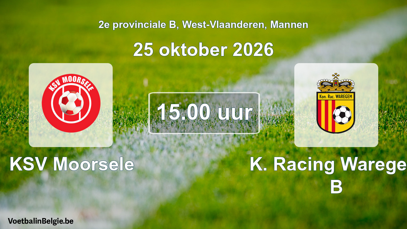 Geplantes Spiel männer-Fußball: KSV Moorsele - K. Racing Waregem B (25 Oktober 2026)