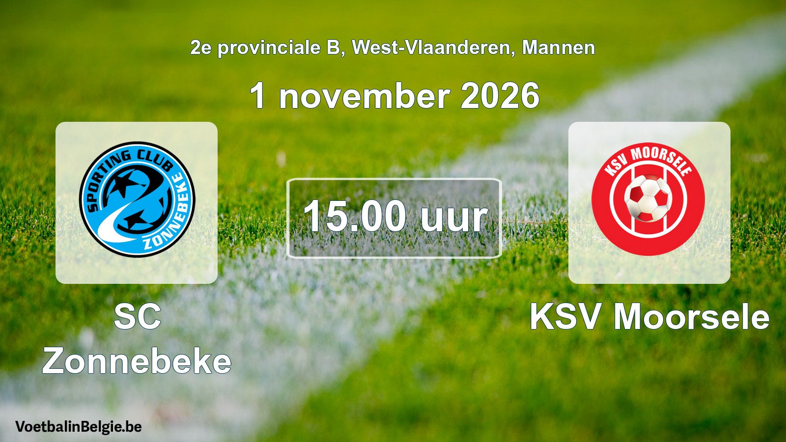 Geplande wedstrijd mannenvoetbal: SC Zonnebeke - KSV Moorsele (1 november 2026)