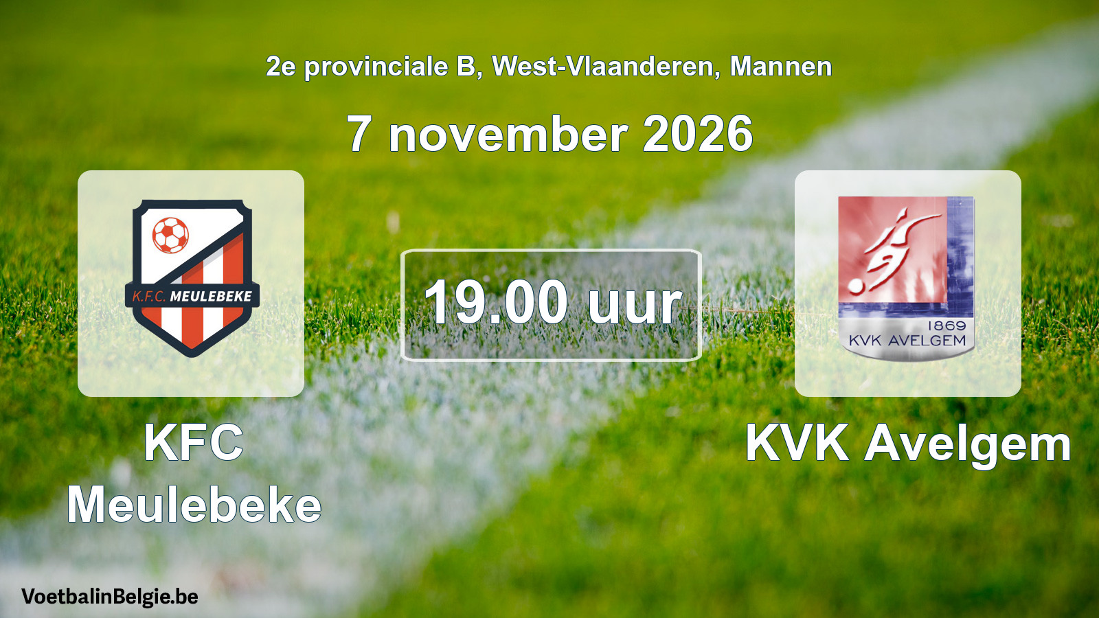 Geplande wedstrijd mannenvoetbal: KFC Meulebeke - KVK Avelgem (7 november 2026)