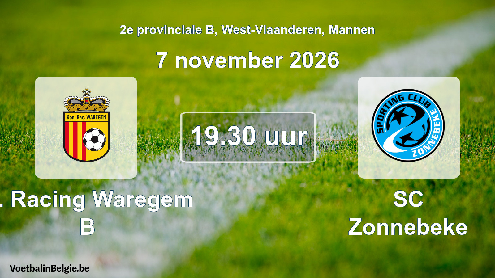 Geplantes Spiel männer-Fußball: K. Racing Waregem B - SC Zonnebeke (7 November 2026)