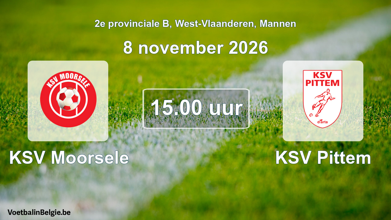 Geplande wedstrijd mannenvoetbal: KSV Moorsele - KSV Pittem (8 november 2026)