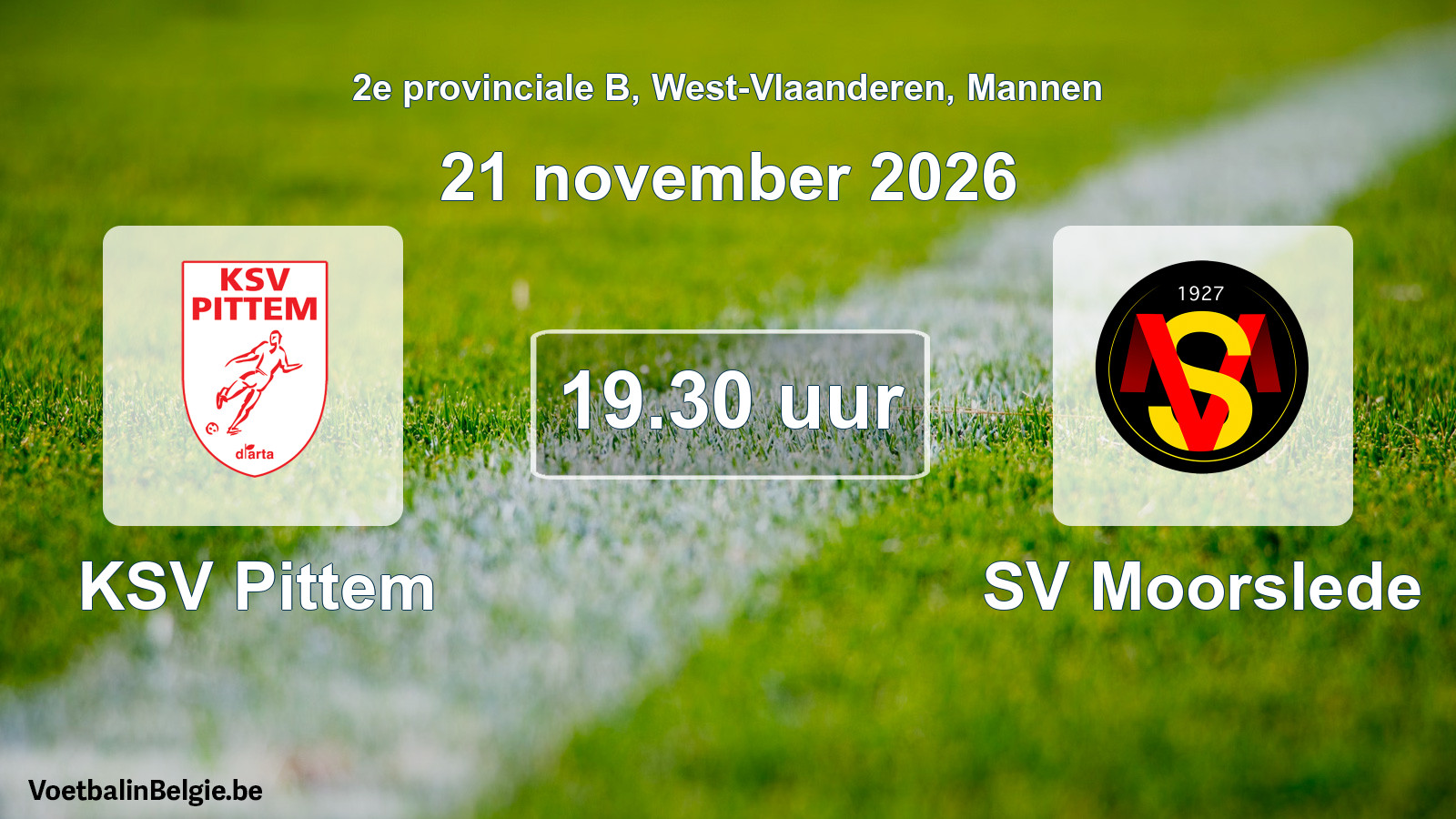 Geplantes Spiel männer-Fußball: KSV Pittem - SV Moorslede (21 November 2026)