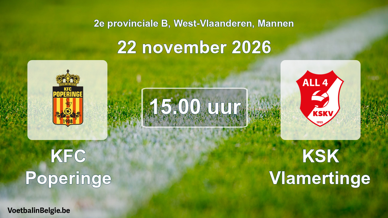 Geplantes Spiel männer-Fußball: KFC Poperinge - KSK Vlamertinge (22 November 2026)