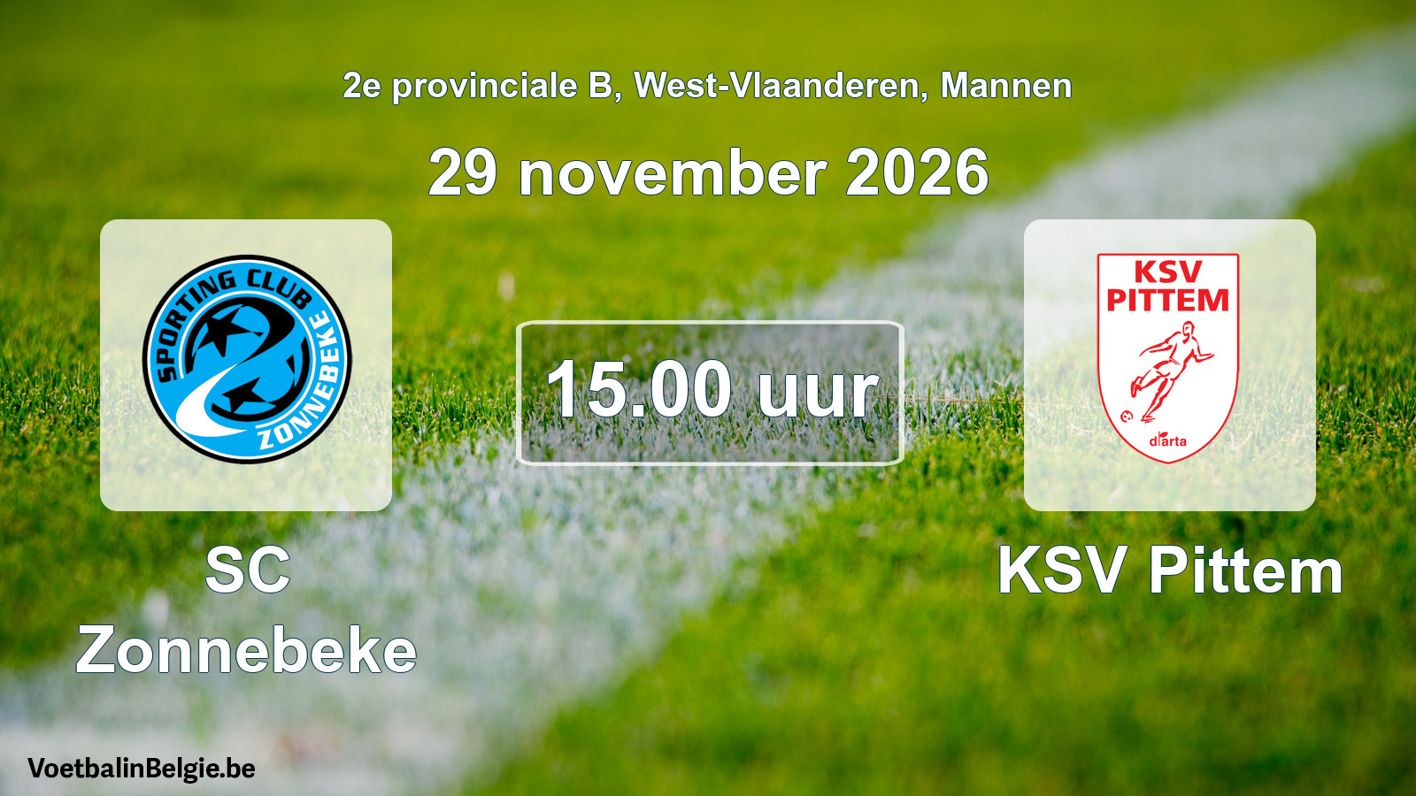 Scheduled match men football: SC Zonnebeke - KSV Pittem (29 November 2026)