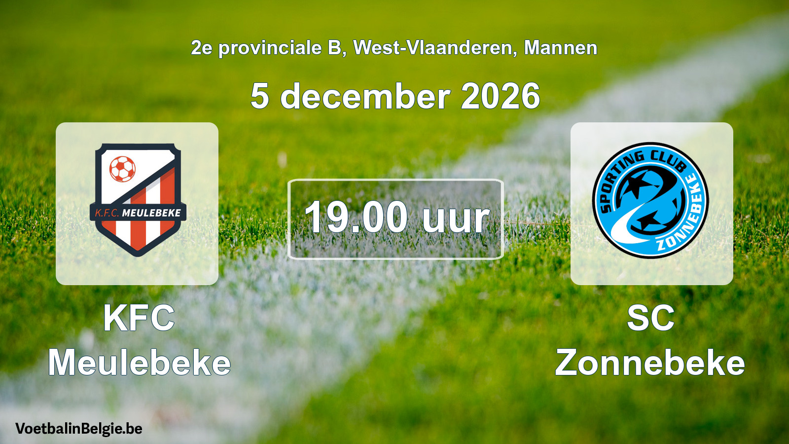 Geplantes Spiel männer-Fußball: KFC Meulebeke - SC Zonnebeke (5 Dezember 2026)