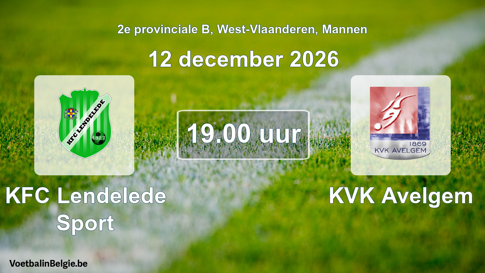 Geplande wedstrijd mannenvoetbal: KFC Lendelede Sport - KVK Avelgem (12 december 2026)
