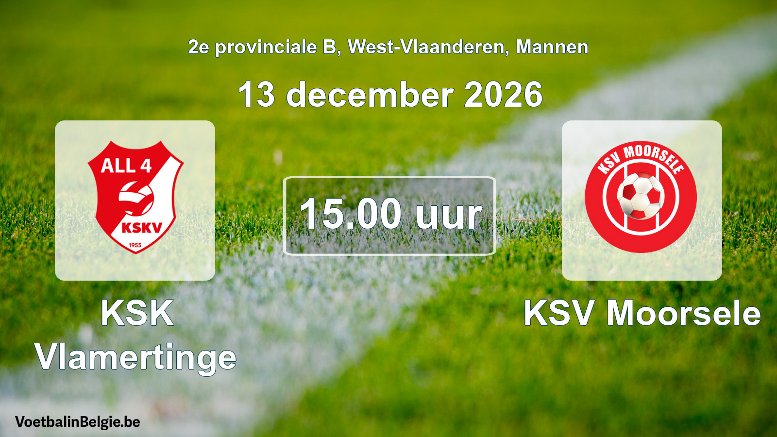 Geplantes Spiel männer-Fußball: KSK Vlamertinge - KSV Moorsele (13 Dezember 2026)