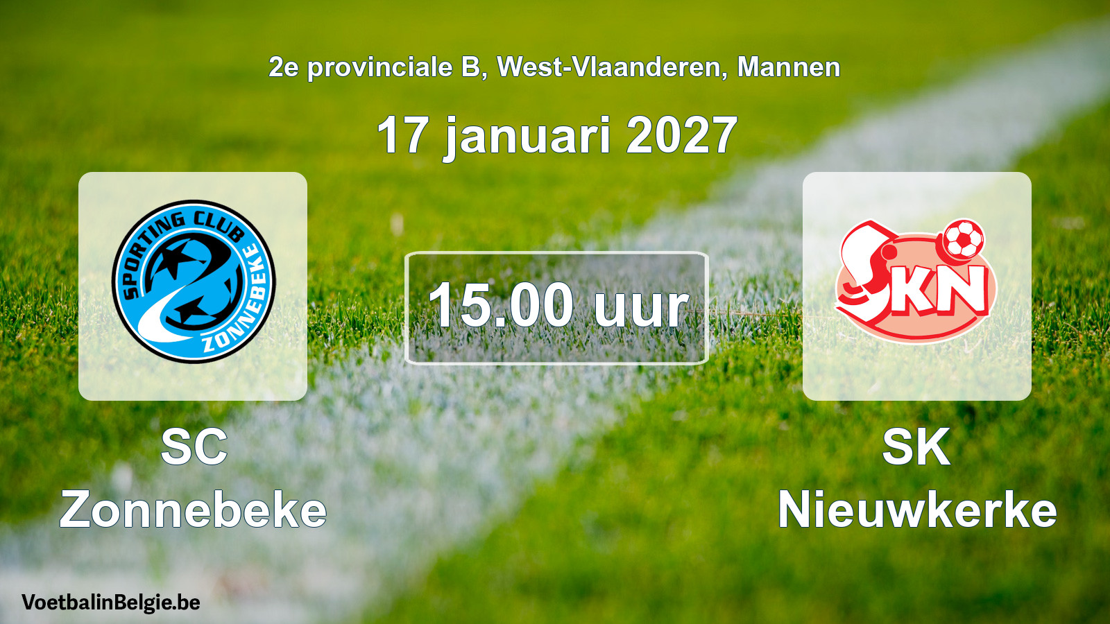 Match prévu football hommes: SC Zonnebeke - SK Nieuwkerke (17 janvier 2027)