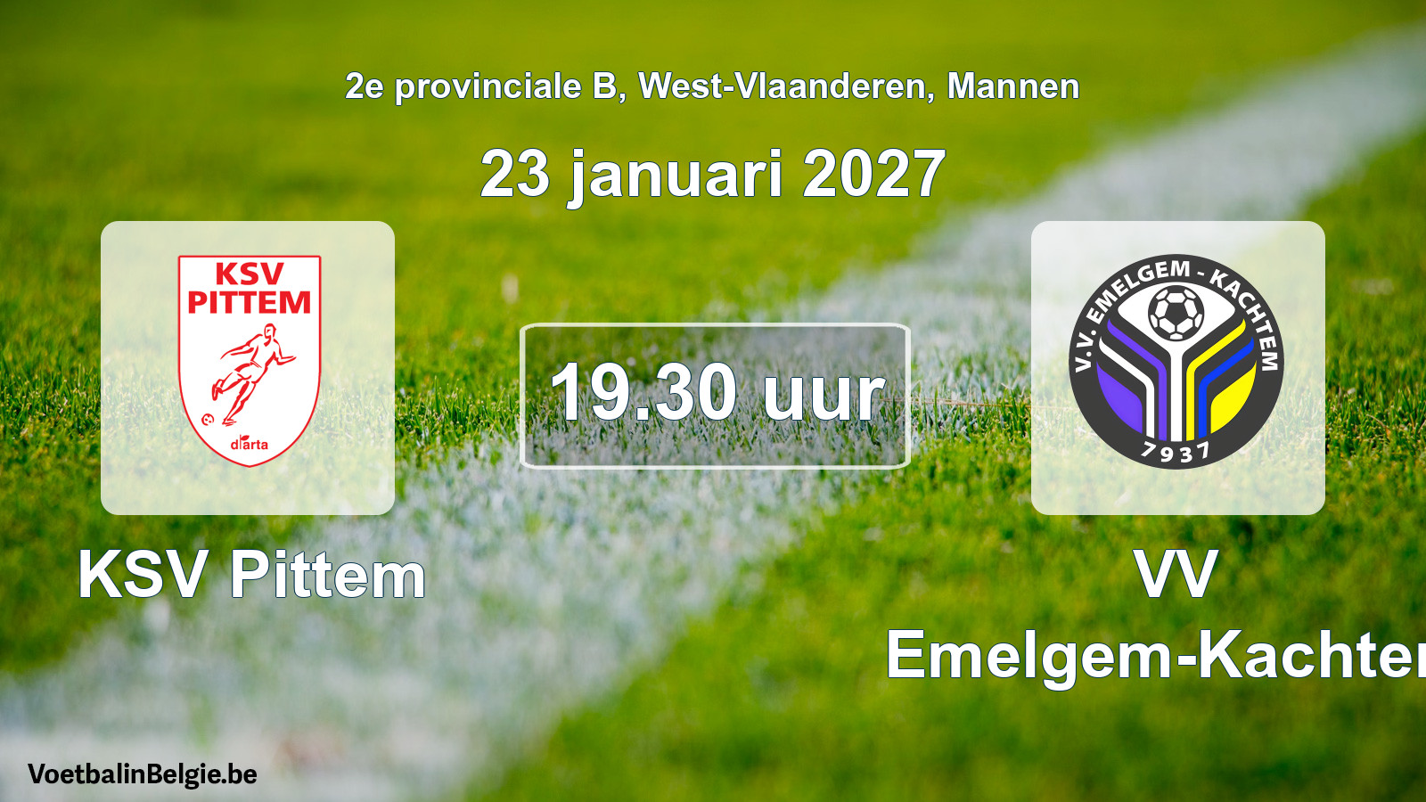 Match prévu football hommes: KSV Pittem - VV Emelgem-Kachtem (23 janvier 2027)