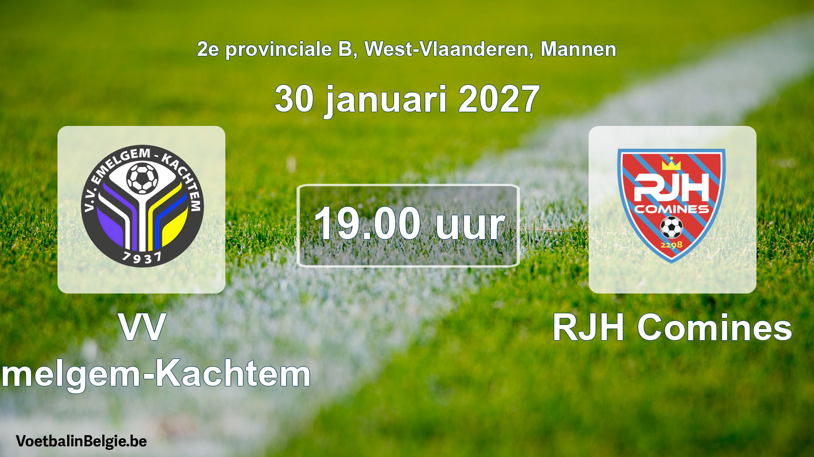Geplande wedstrijd mannenvoetbal: VV Emelgem-Kachtem - RJH Comines (30 januari 2027)