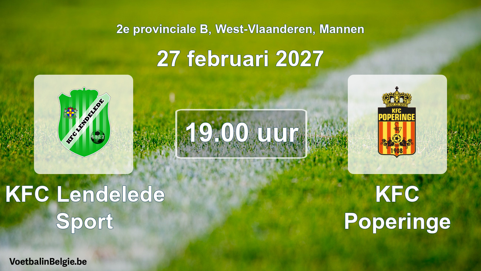 Match prévu football hommes: KFC Lendelede Sport - KFC Poperinge (27 février 2027)