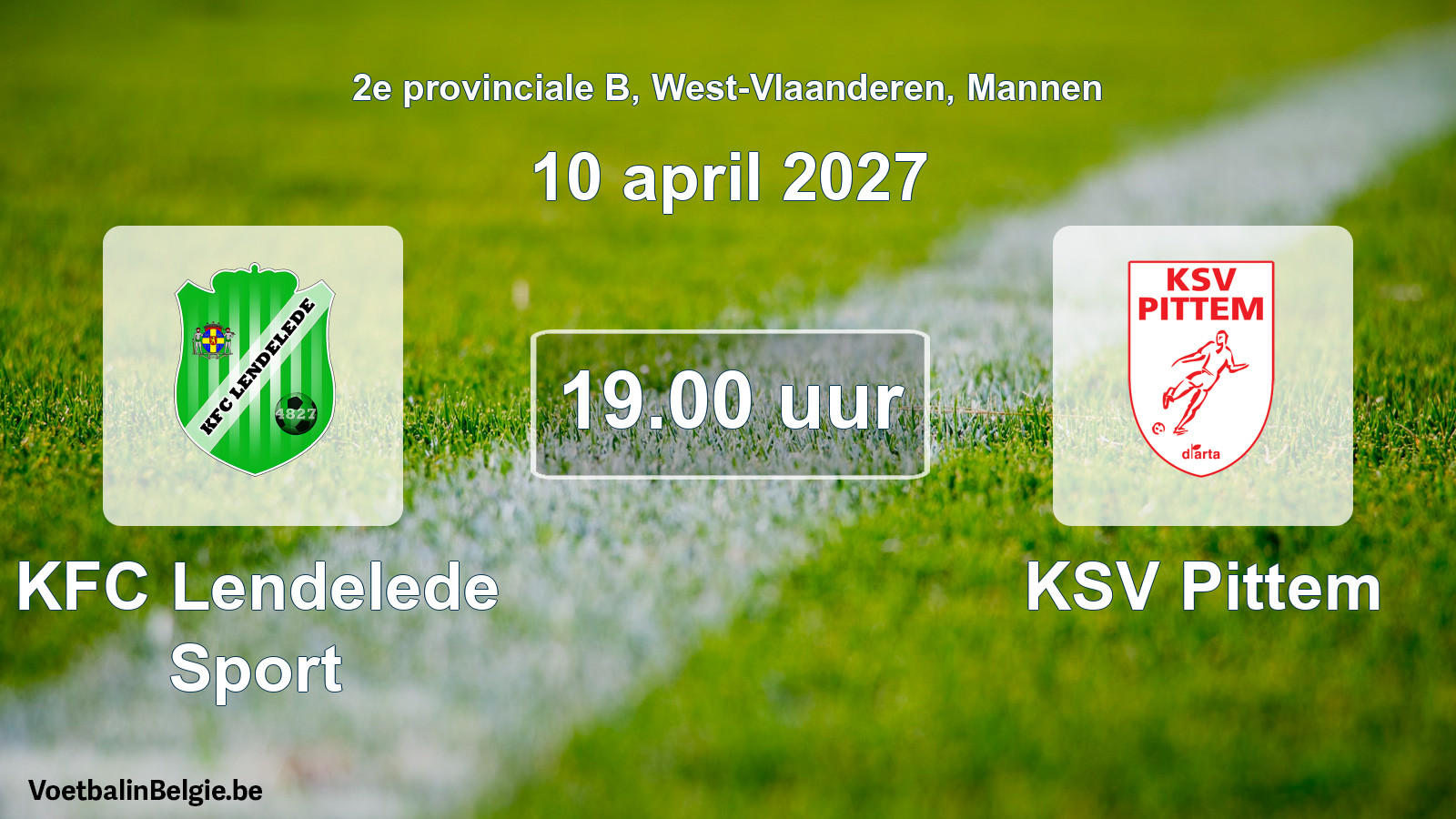 Match prévu football hommes: KFC Lendelede Sport - KSV Pittem (10 avril 2027)