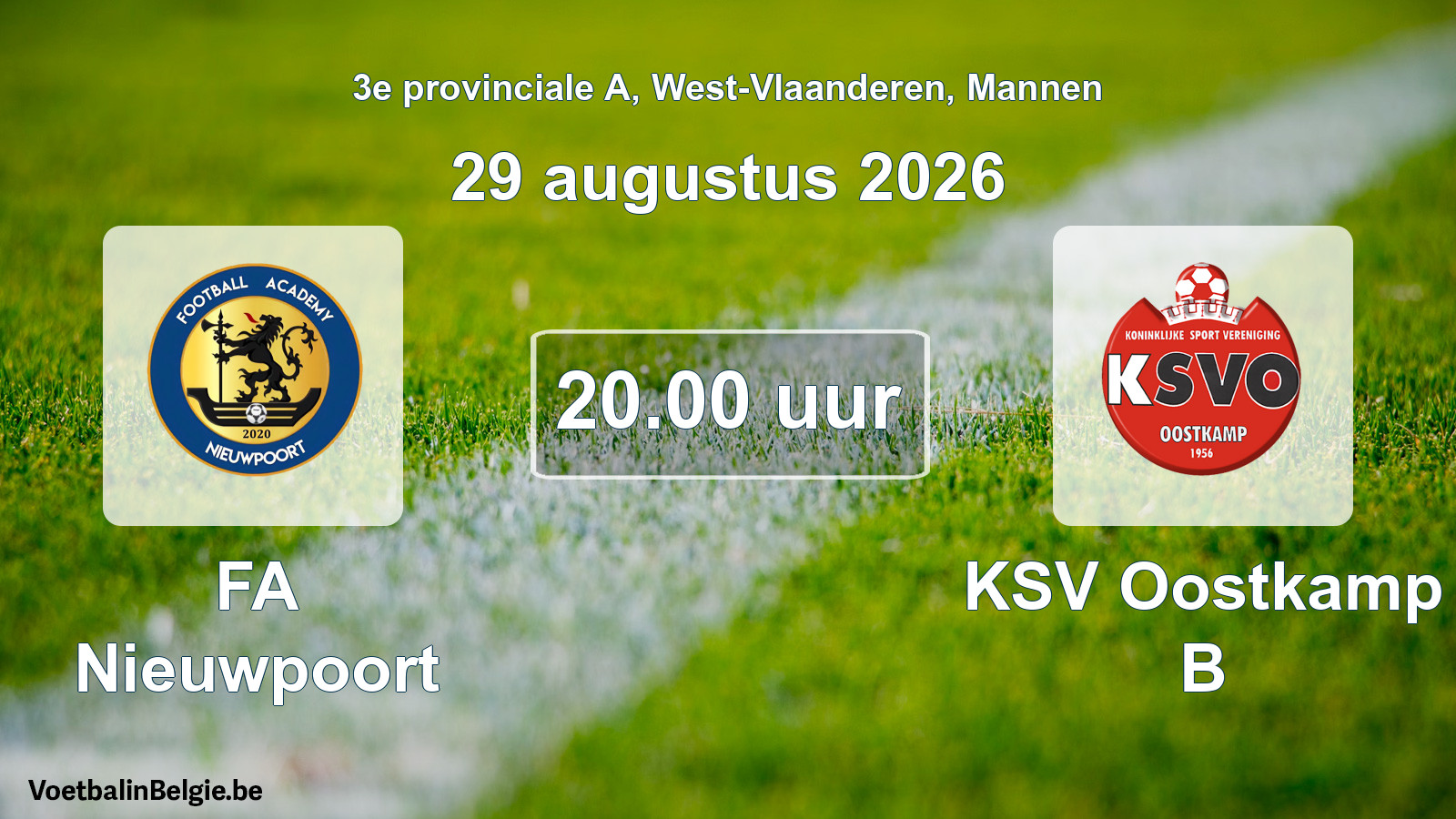 Geplande wedstrijd mannenvoetbal: FA Nieuwpoort - KSV Oostkamp B (29 augustus 2026)