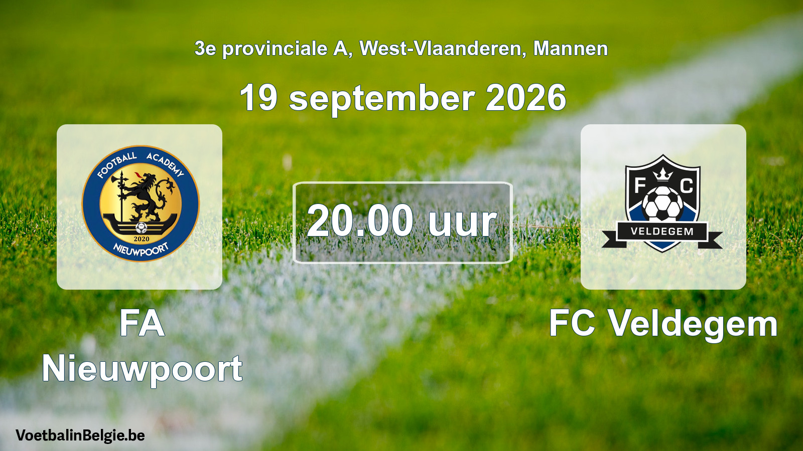 Geplande wedstrijd mannenvoetbal: FA Nieuwpoort - FC Veldegem (19 september 2026)
