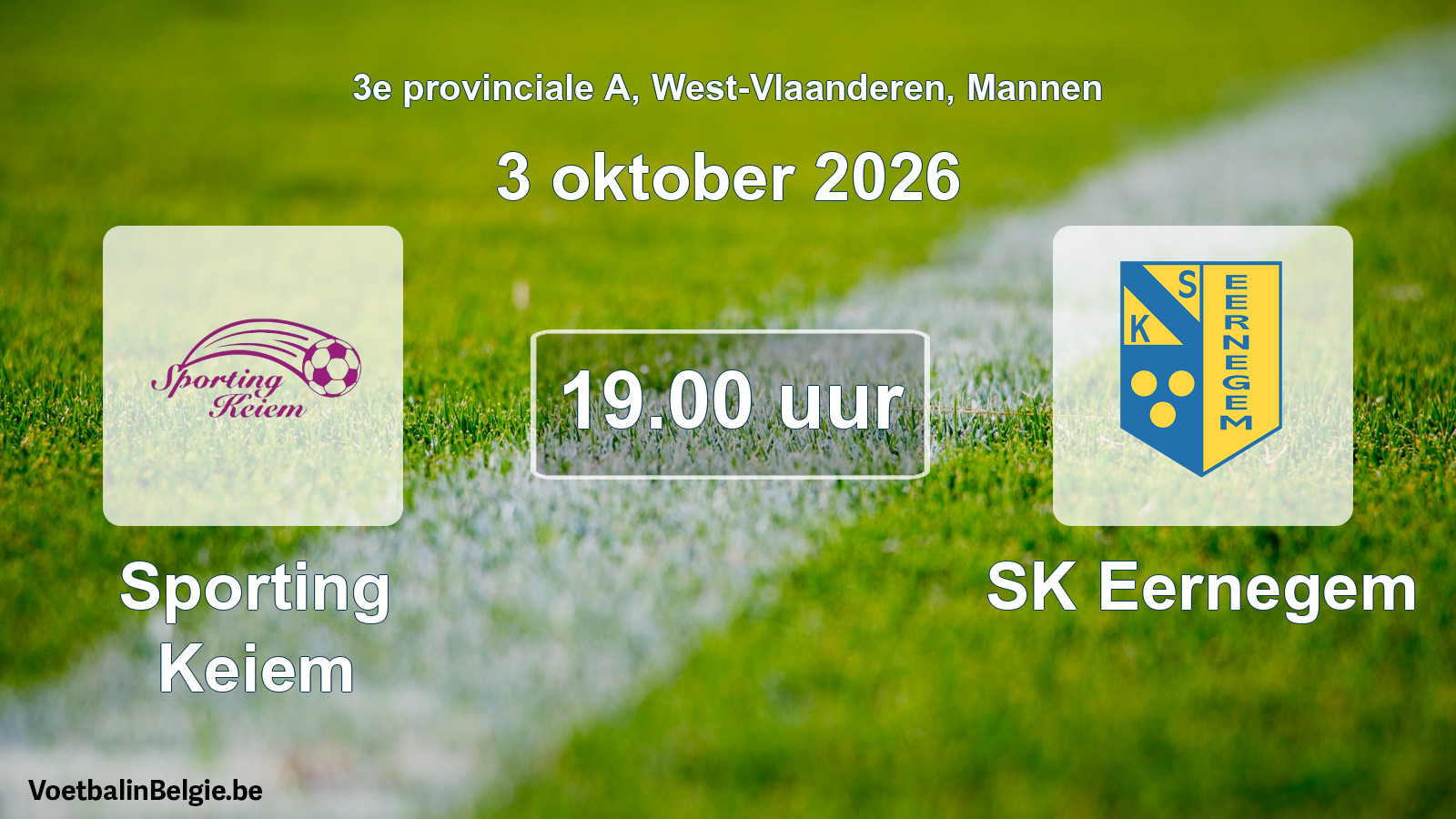 Geplande wedstrijd mannenvoetbal: Sporting Keiem - SK Eernegem (3 oktober 2026)