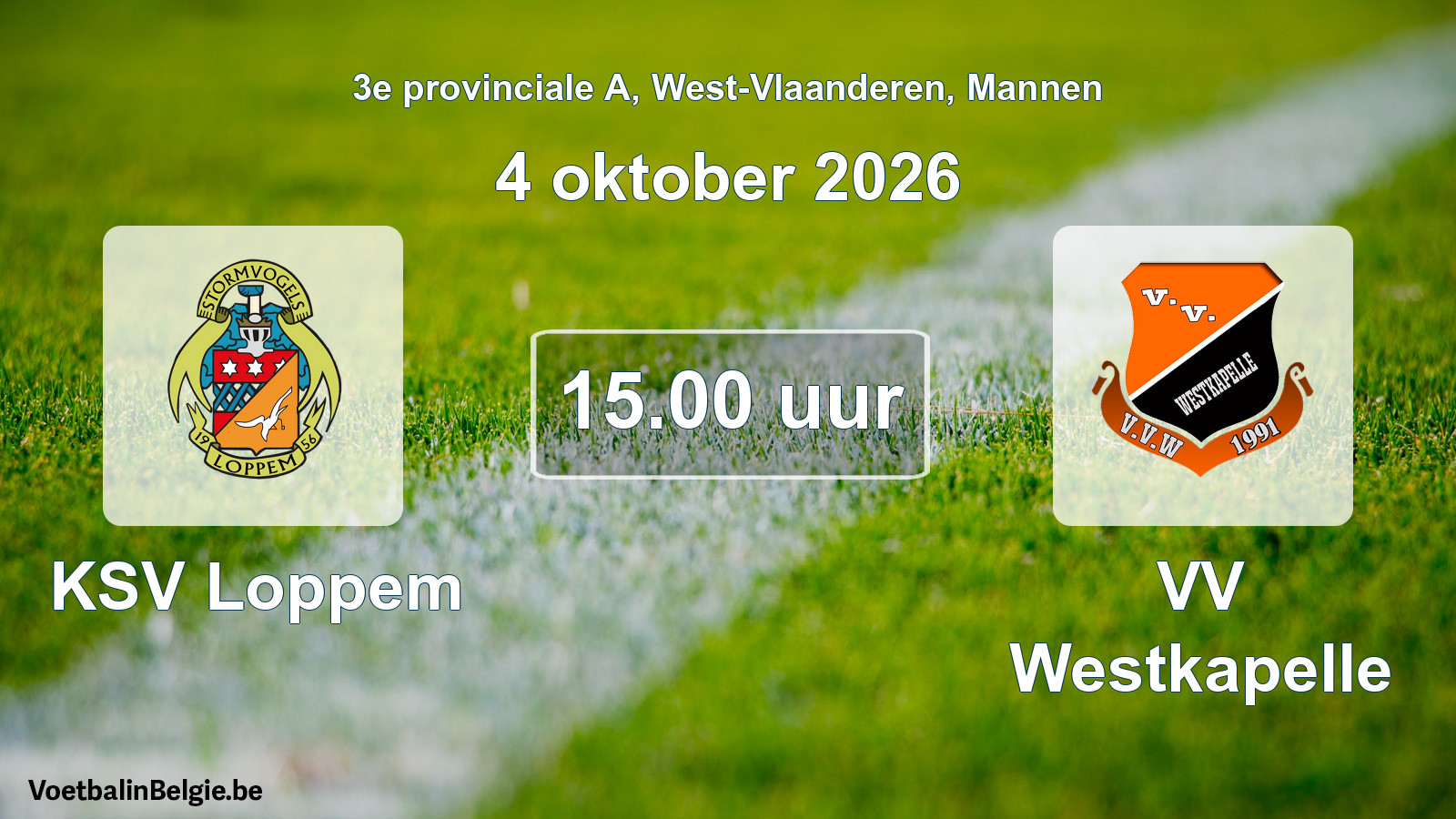Geplande wedstrijd mannenvoetbal: KSV Loppem - VV Westkapelle (4 oktober 2026)