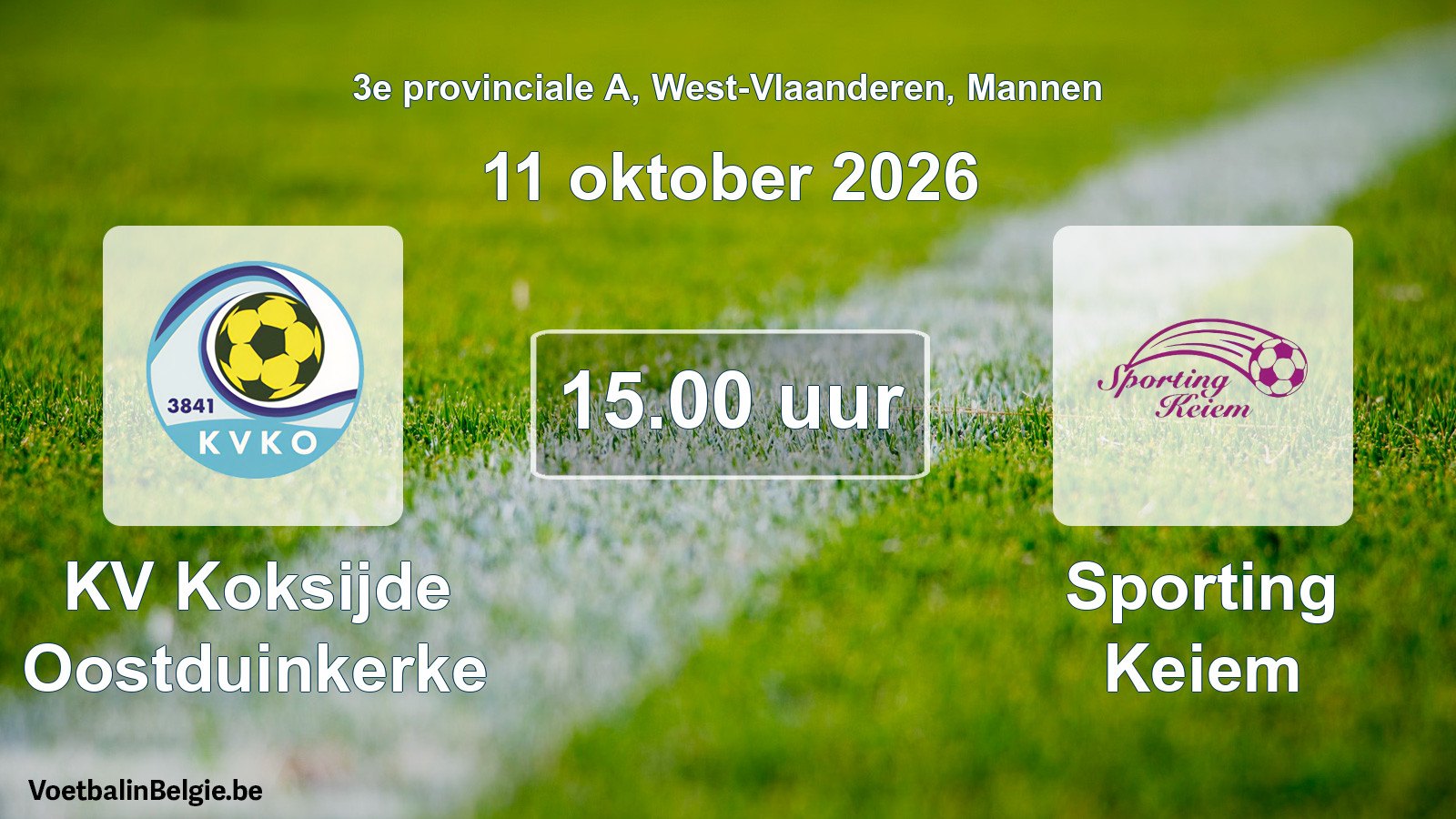 Geplande wedstrijd mannenvoetbal: KV Koksijde Oostduinkerke - Sporting Keiem (11 oktober 2026)