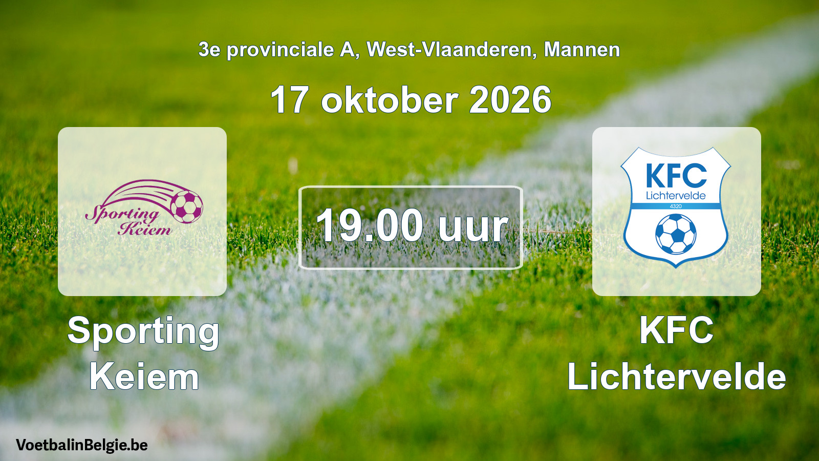 Geplande wedstrijd mannenvoetbal: Sporting Keiem - KFC Lichtervelde (17 oktober 2026)