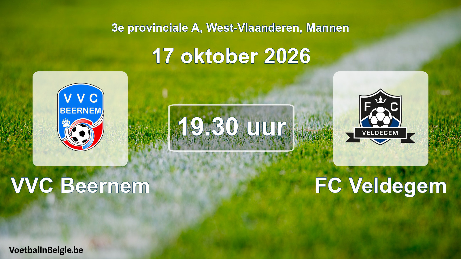 Geplande wedstrijd mannenvoetbal: VVC Beernem - FC Veldegem (17 oktober 2026)