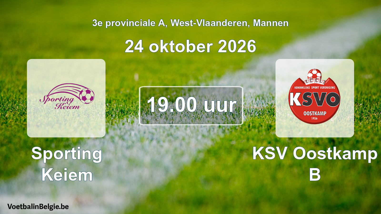 Geplande wedstrijd mannenvoetbal: Sporting Keiem - KSV Oostkamp B (24 oktober 2026)
