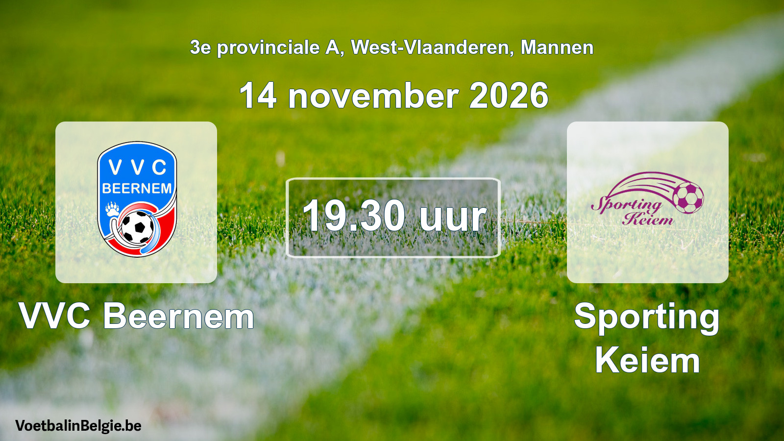 Geplande wedstrijd mannenvoetbal: VVC Beernem - Sporting Keiem (14 november 2026)