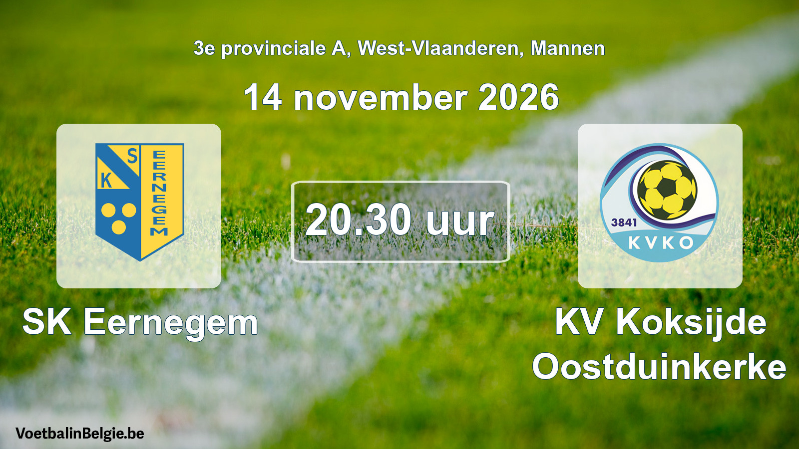 Geplande wedstrijd mannenvoetbal: SK Eernegem - KV Koksijde Oostduinkerke (14 november 2026)