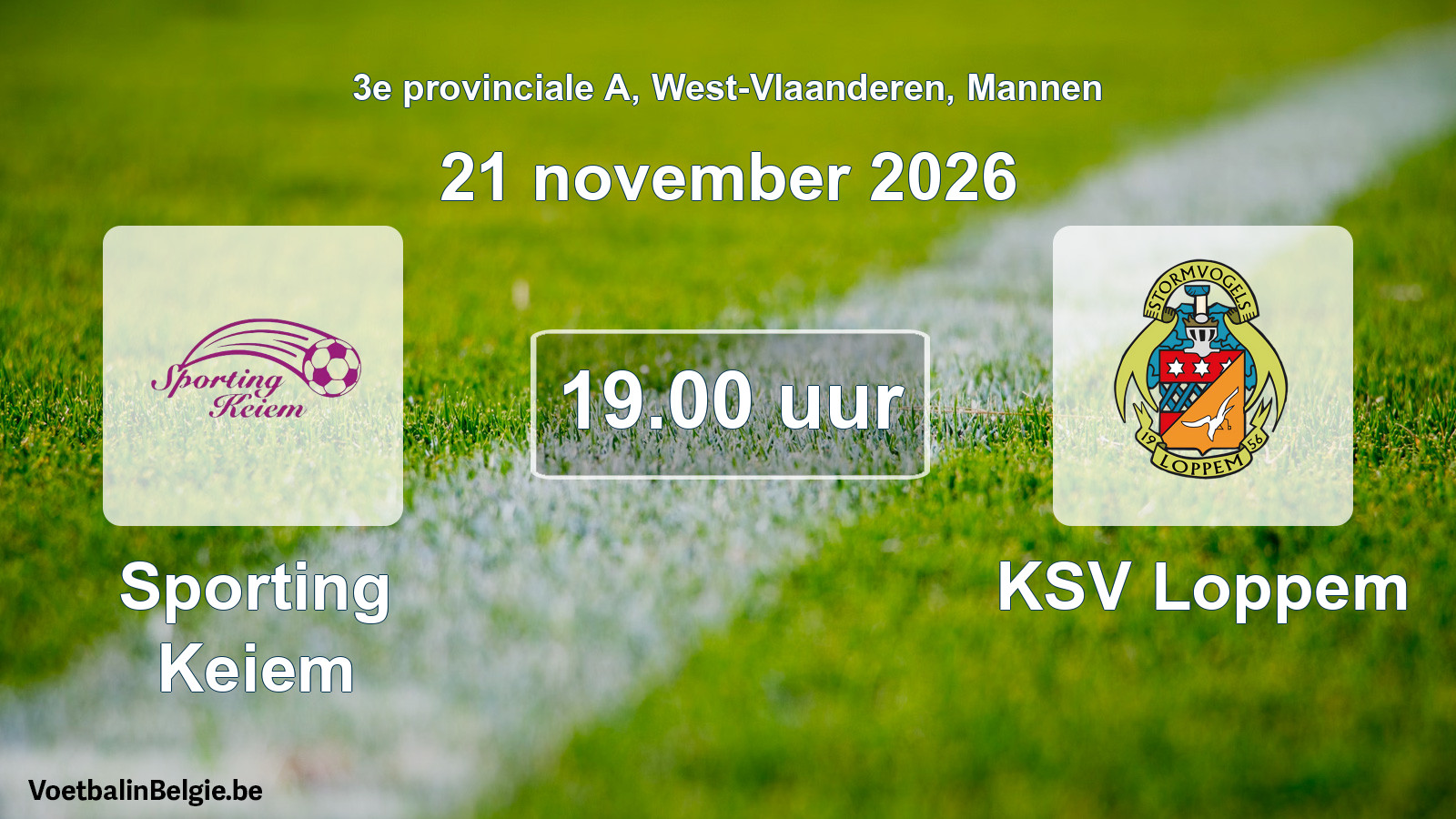 Geplande wedstrijd mannenvoetbal: Sporting Keiem - KSV Loppem (21 november 2026)