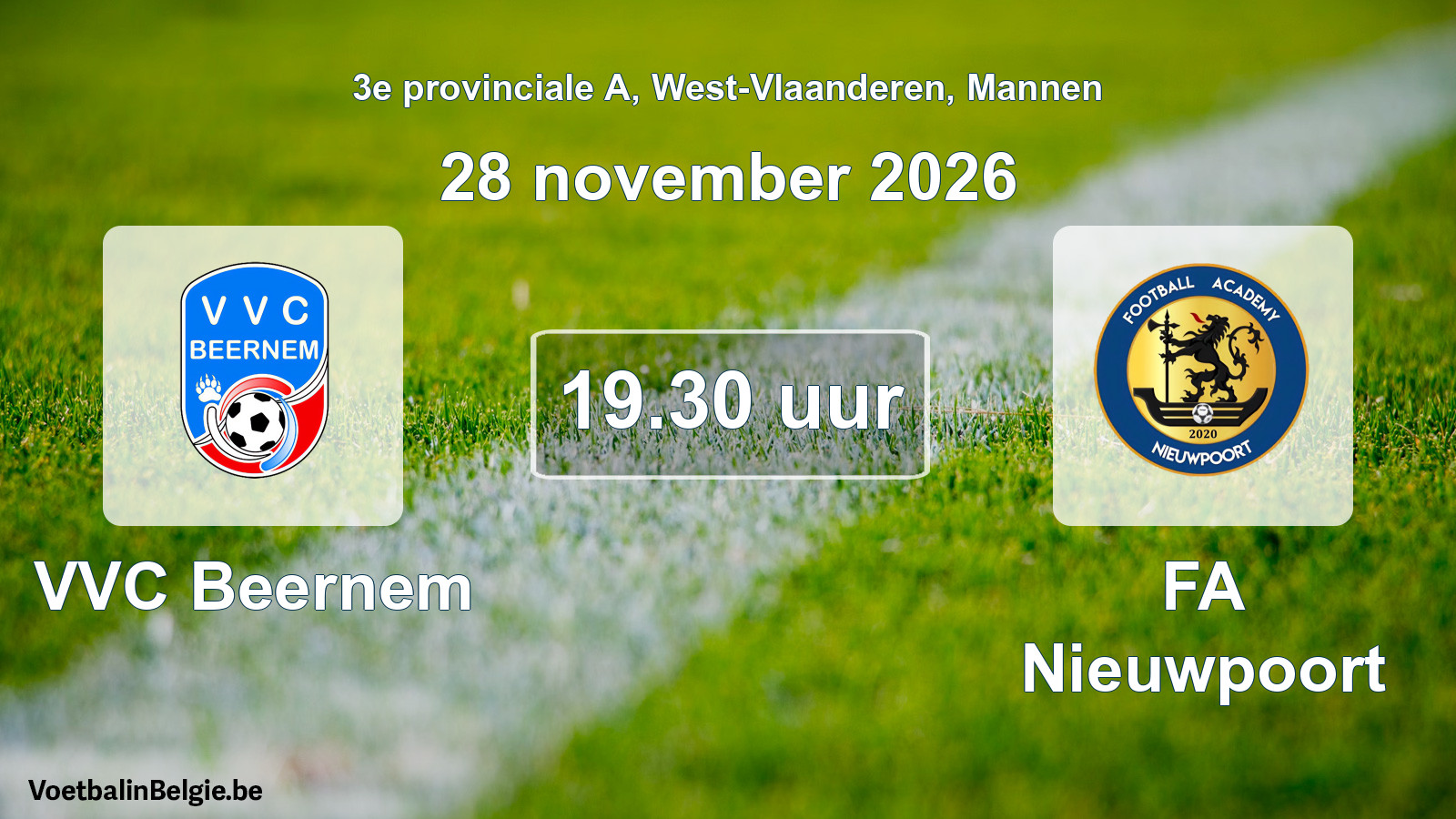 Geplantes Spiel männer-Fußball: VVC Beernem - FA Nieuwpoort (28 November 2026)