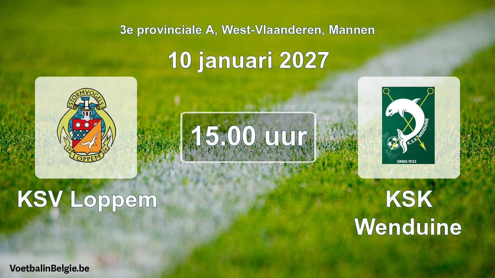 Geplande wedstrijd mannenvoetbal: KSV Loppem - KSK Wenduine (10 januari 2027)