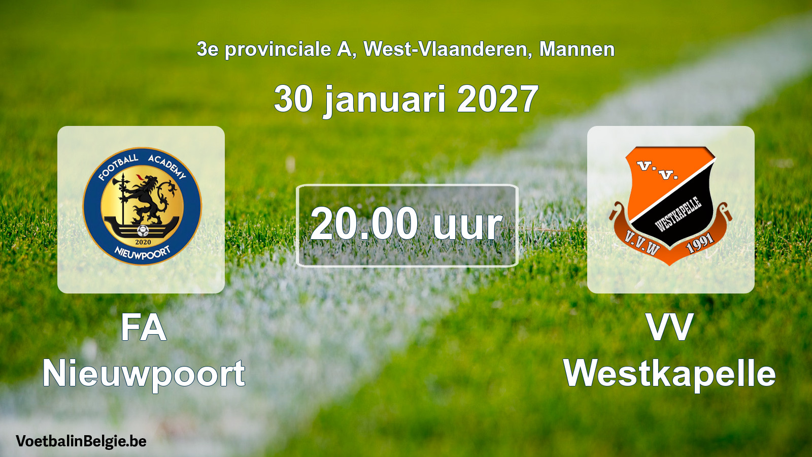Geplande wedstrijd mannenvoetbal: FA Nieuwpoort - VV Westkapelle (30 januari 2027)
