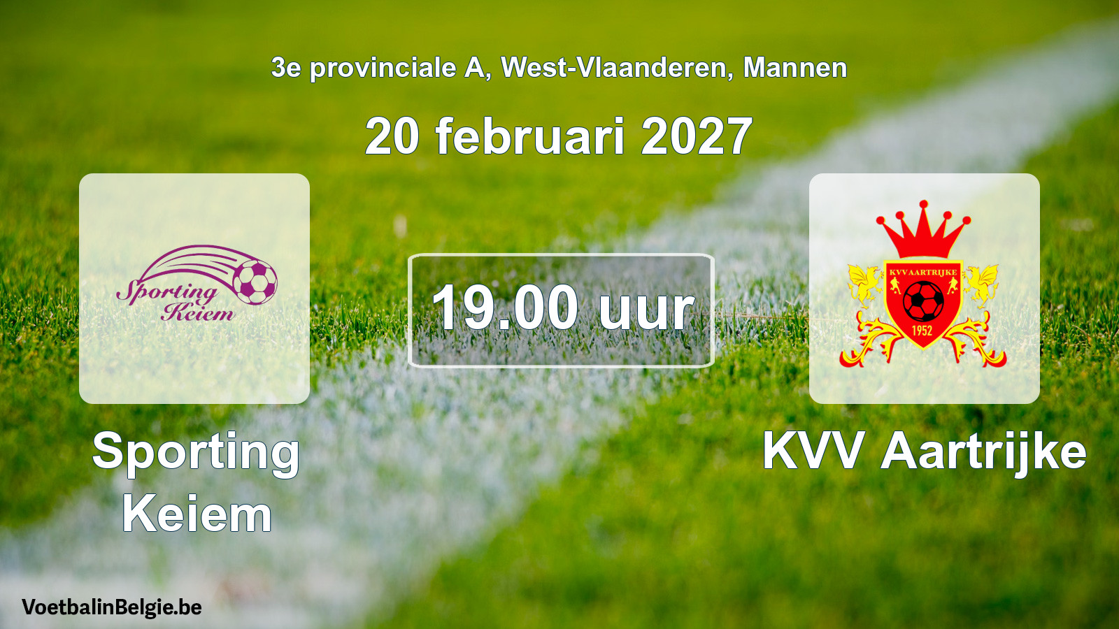 Geplande wedstrijd mannenvoetbal: Sporting Keiem - KVV Aartrijke (20 februari 2027)