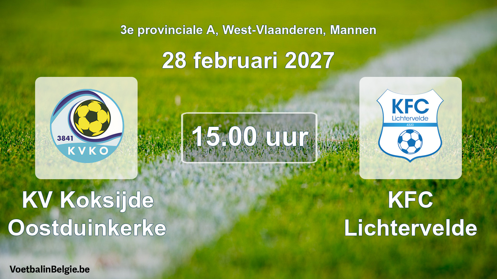 Geplande wedstrijd mannenvoetbal: KV Koksijde Oostduinkerke - KFC Lichtervelde (28 februari 2027)