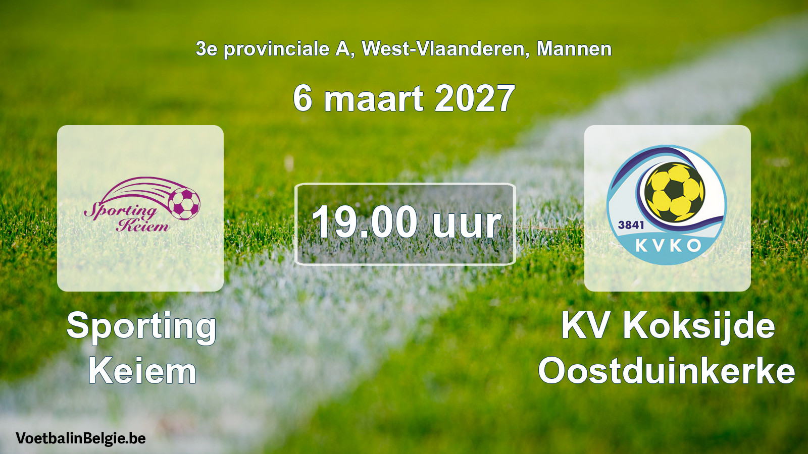 Geplande wedstrijd mannenvoetbal: Sporting Keiem - KV Koksijde Oostduinkerke (6 maart 2027)