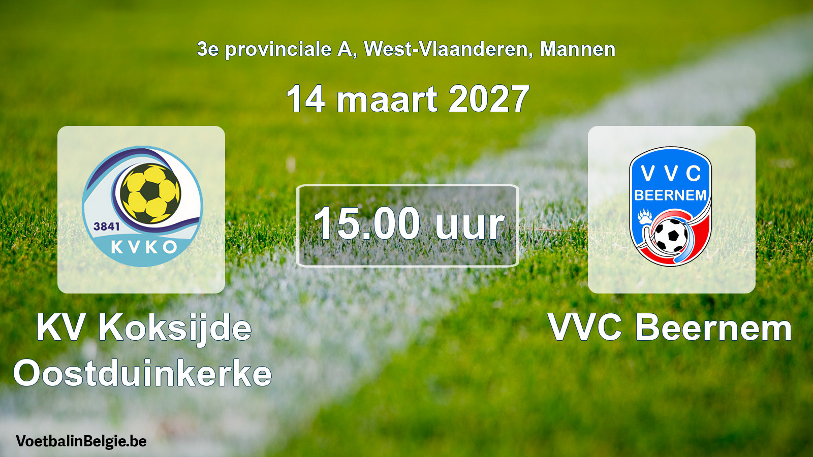 Geplande wedstrijd mannenvoetbal: KV Koksijde Oostduinkerke - VVC Beernem (14 maart 2027)